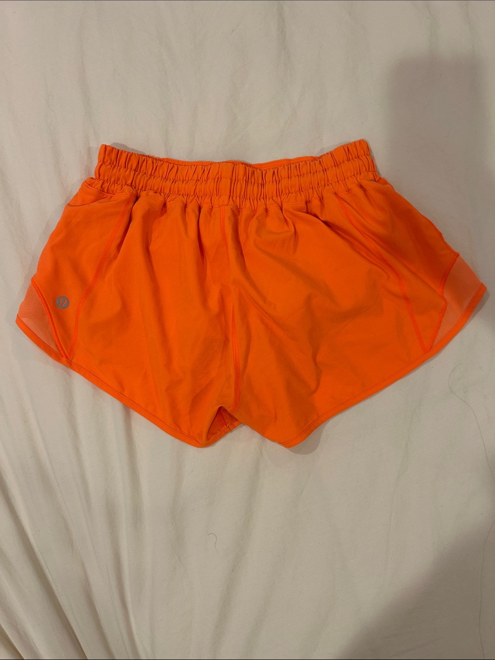 Women's High-Waist Orange Athletic Shorts - Picture 2 of 4